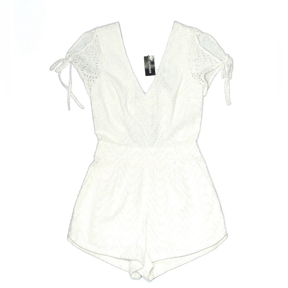 Express White Eyelet Lace Romper